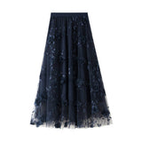 EMBROIDERED TULLE A LINE MAXI SKIRT PLUS SIZE_CWBMS0370
