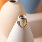 IRREGULAR OPEN TIGER EYE STONE BEAD RING_CWAJE1793