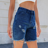 Washed Casual Ripped Vintage Vintage Denim Shorts
