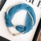 White Pearl Magnetic Skinny Silk Scarf_Cwasc03936