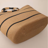 NEW STRIPED TOTE STRAW BAG WOVEN BAG_CWAB1889