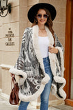 Cwocal0870_Peacock Flower Knitted Cape Thickened Shawl