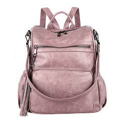 TASSEL DETAIL PU LEATHER BACKPACK SHOULDER BAG_CWAB0778