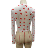 CUTE HEART PRINT MESH ROUND NECK LONG SLEEVE TOP_CWTBLL3426