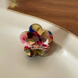 INK BROWN FLORAL MINI HAIR CLAW RETRO BANG CLIP_CWAHA3951