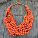 Wooden Bead Knotted Braided Necklace_Cwmm4931