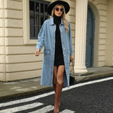 Washed Denim Casual Long Coat Top