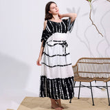 RAYON TIE DYE OFF SHOULDER BEACH COVER UP_CWMM6152
