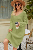 Solid Color Loose Long Slouchy Knit Bottom Pullover Dress