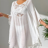 CROCHET PANEL TASSEL BIKINI BEACH COVER UP_CWMM1218