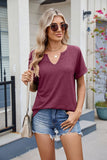 V-Neck Casual Solid Color Short-Sleeved T-Shirt