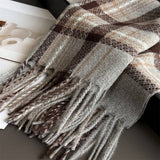 Vintage Plaid Winter Cashmere Feel Tassel Scarf_Cwasc03261
