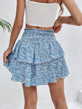Tailored Floral Double-Layer Short Skirt