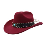 Western Ethnic Wool Fedora Hat Jazz Cowboy Style_Cwah04496