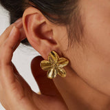 GOLD FLOWER JEWELRY LIGHT LUXURY VERSATILE EARRINGS_CWMM2361
