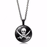 PIRATE SKULL ALLOY GLASS NECKLACE_CWAJE0707