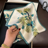 SCARF AUTUMN FLORAL LONG SILK NECK SCARF SHAWL_CWASC0565