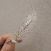 PEARL AND DIAMOND FEATHER HAIRPIN BANGS CLIP_CWAHA4745