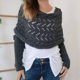 Cwasc1793_Twisted Hollow Long Sleeve Shawl Collar Scarf