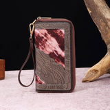 LEATHER CARVED EMBOSSED BOHEMIAN CLUTCH WALLET_CWAB2592