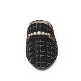 Versatile Outer Wear Striped Flat Bottom Mules