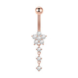 STAINLESS STEEL FLOWER ZIRCON DANGLE BELLY RING_CWMM9460
