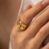 COLORED ZIRCON WIDE PLATE RING_STAINLESS STEEL_CWAJE0625