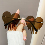 Water Drops Heart Tears Frameless Cut Edge Glasses_Cwasg0350