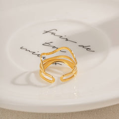 18K GOLD PLATED MULTI LAYERED WATER RIPPLE RING_CWAJE1239