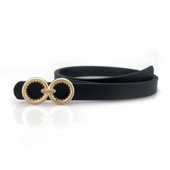 DOUBLE ROUND BUCKLE VERSATILE WOMENS THIN BELT_CWABE0693