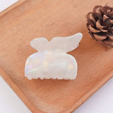 Cwaha1409_Simple Hair Claw Clip White Shimmer
