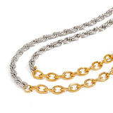 Two-Tone Gold Silver Twisted Chain Necklace
