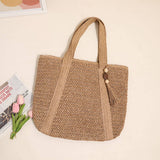 SOLID COLOR ONE SHOULDER BEACH STRAW BAG_CWAB1866