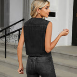 Washed Slim-Fit Denim Vest Top