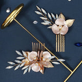 GOLD FLORAL BRIDAL HAIR COMB GEM ELEGANT PIECE_CWAHA2788