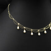 Womens Lace Tassel Natural Pearl Necklace