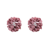 HANDMADE FABRIC FLOWER STUD EARRINGS MINIMALIST_CWMM6257