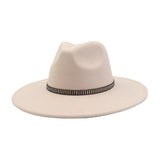 Unisex Wool Fedora Hat Ethnic Flat Brim Style_Cwah04377