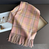 Vintage Plaid Winter Cashmere Feel Tassel Scarf_Cwasc03261