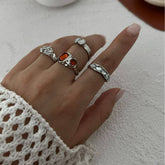 Womens Geometric Alloy Diamond Ring Set_Cwmm3245