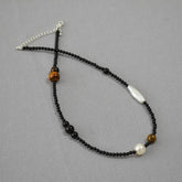 Vintage Stitching Asymmetrical Beaded Necklace
