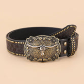 Western Denim Belt With Engraved Embossing_Cwabe0413