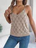 V-Neck Hollow Metal Buckle Halter Knit