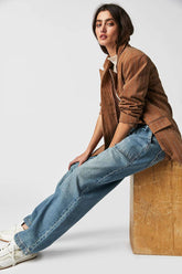 Solid Colors Straight Leg Large Pockets Jeans