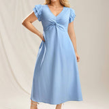 SWEET SLIM WAIST LONG DRESS FLATTERING ELEGANT_CWDMD6038