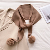 Cozy Knit Pom Pom Scarf Warm Winter Wrap_Cwasc03459