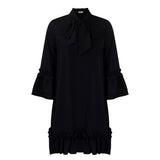 LOOSE CASUAL PLUS SIZE LOTUS LEAF SLEEVE TIE DRESS_CWDSD6063