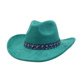 Unisex Suede Cowboy Hat With Leather Belt Detail_Cwah04494