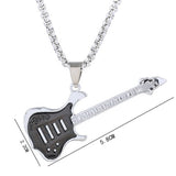 GUITAR PENDANT LONG STAINLESS STEEL NECKLACE_CWMM4611