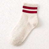 2 STRIPE COTTON MID SOCKS FOR WOMEN WHOLESALE_CWMS070